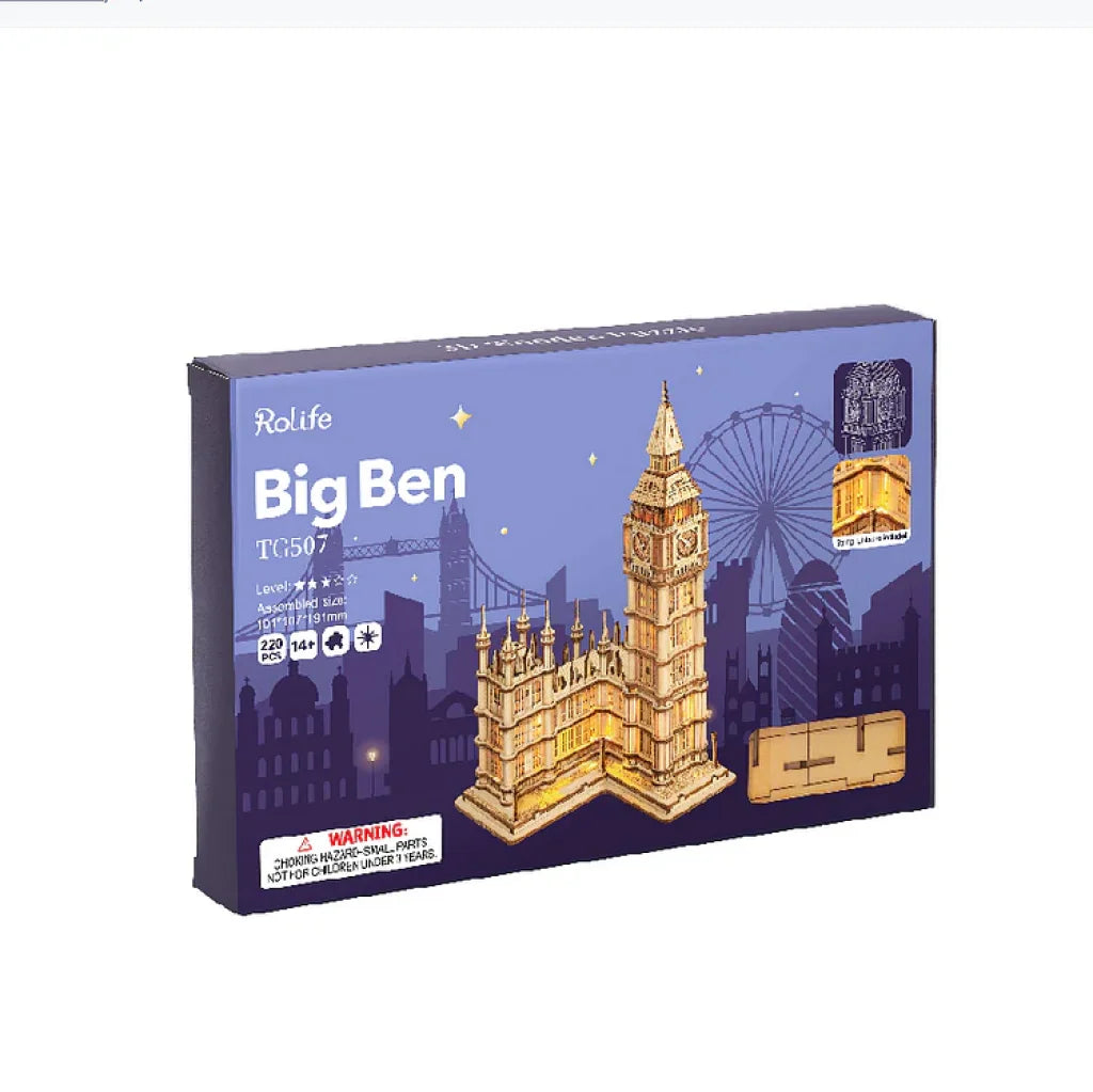 Robotime Rolife Big Ben With Lights Tg507 Architecture 3D Wooden Puzzle Dropship