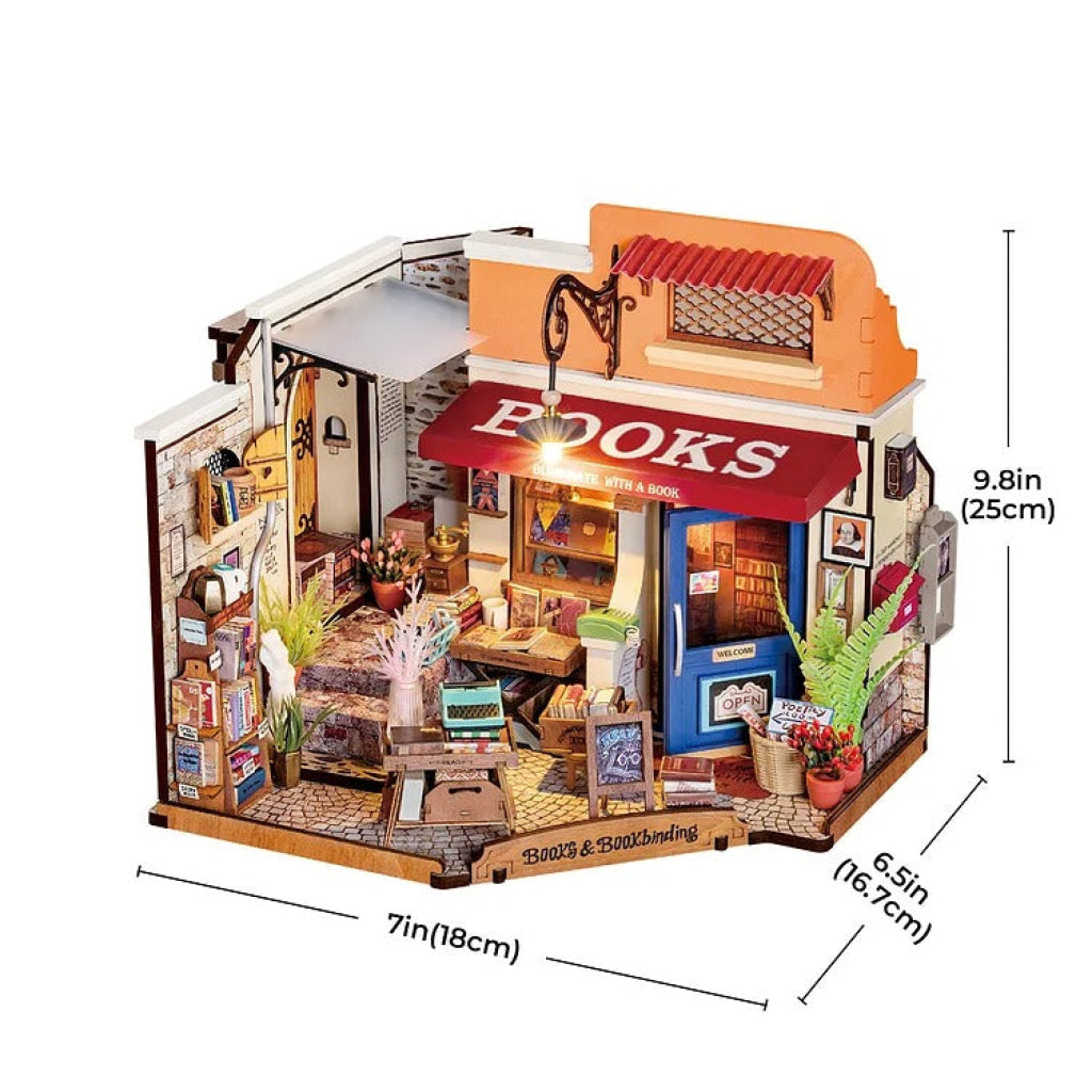Robotime Rolife Corner Bookstore Diy Miniature House Kit Dg164 Dropship